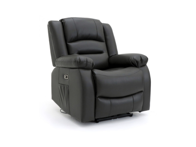 Vinson Electric Recliner Armchair Black Aire Leather - image 1