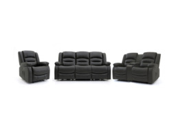 Vinson Electric Recliner Armchair Black Aire Leather - thumbnail 6