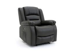 Vinson Electric Recliner Armchair Black Aire Leather - thumbnail 1
