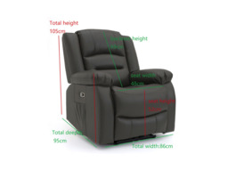 Vinson Electric Recliner Armchair Black Aire Leather - thumbnail 4