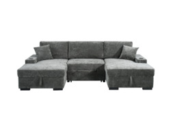 Noma U Shape Sofa Bed with Storage Grey Chenille - thumbnail 3