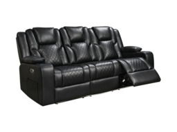 Orlando 3 Seater Black Electric Recliner Sofa - thumbnail 1