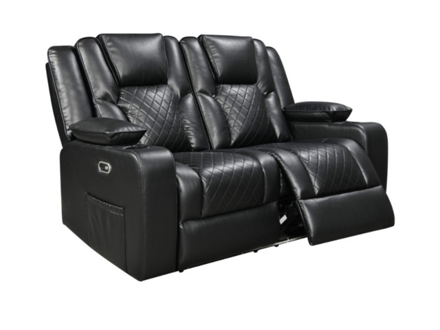 Orlando 2 Seater Electric Recliner Sofa Black Aire Leather - image 1