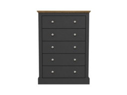 Devonshire Five Drawer Chest Charcoal - thumbnail 1