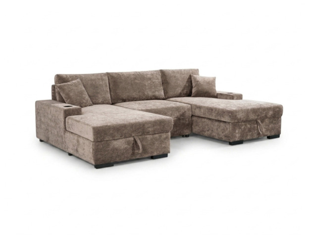Noma Mink U Shaped Sofa Bed with Storage - image 1