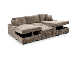 Noma Mink U Shaped Sofa Bed with Storage - thumbnail 2