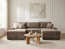 Noma Mink U Shaped Sofa Bed with Storage - thumbnail 4