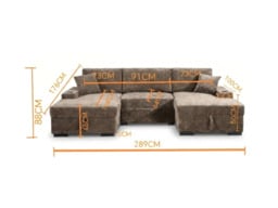 Noma Mink U Shaped Sofa Bed with Storage - thumbnail 6