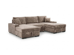 Noma Mink U Shaped Sofa Bed with Storage