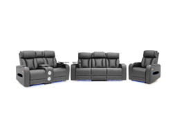 Tech 11 Smart Grey Electric Recliner Sofa Set 3+2+1 Aire Leather