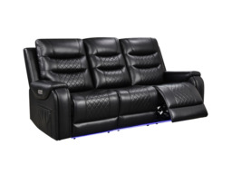 Forbes Electric Recliner 3 Seater Sofa Aire Leather - thumbnail 1