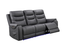 Forbes Electric Recliner 3 Seater Sofa Aire Leather - thumbnail 2