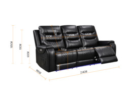 Forbes Electric Recliner 3 Seater Sofa Aire Leather - thumbnail 3