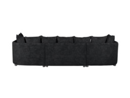 London U Shape Corner Sofa Soft Chenille Black - thumbnail 3