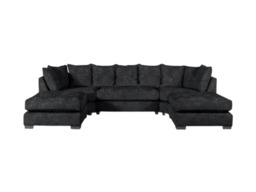 London U Shape Corner Sofa Soft Chenille Black - thumbnail 2