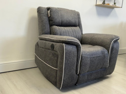 Hanna Electric Recliner Chair Grey Micro Fabric - thumbnail 2