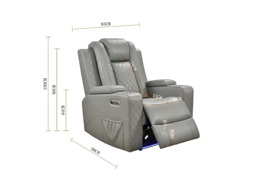 Sianna Electric Recliner 3+2+1  Sofa Set Grey Aire Leather - thumbnail 7