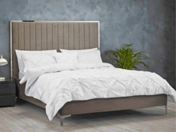 Berkeley Bed Frame Soft Mink Grey Plush Velvet with Headboard - thumbnail 2