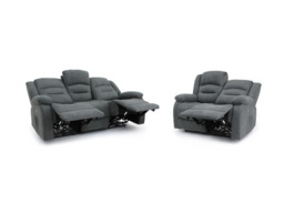 Naples 3+2 Electric Recliner Sofas Grey Chenille Fabric - thumbnail 2