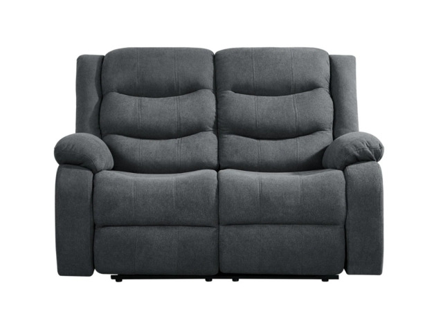 Classic 2 Seater Recliner Sofa Manual Fabric Grey - image 1