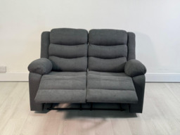 Classic 2 Seater Recliner Sofa Manual Fabric Grey - thumbnail 4
