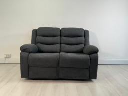 Classic 2 Seater Recliner Sofa Manual Fabric Grey - thumbnail 6