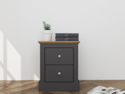 Devonshire Two Drawer Bedside Cabinet Charcoal - thumbnail 2
