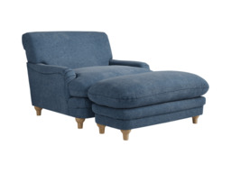 Plumpton Blue Footstool in Denim Blue and Duck Egg Chenille - thumbnail 6