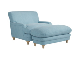 Plumpton Blue Footstool in Denim Blue and Duck Egg Chenille - thumbnail 5