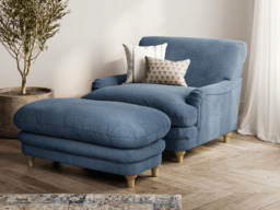 Plumpton Blue Footstool in Denim Blue and Duck Egg Chenille - thumbnail 4