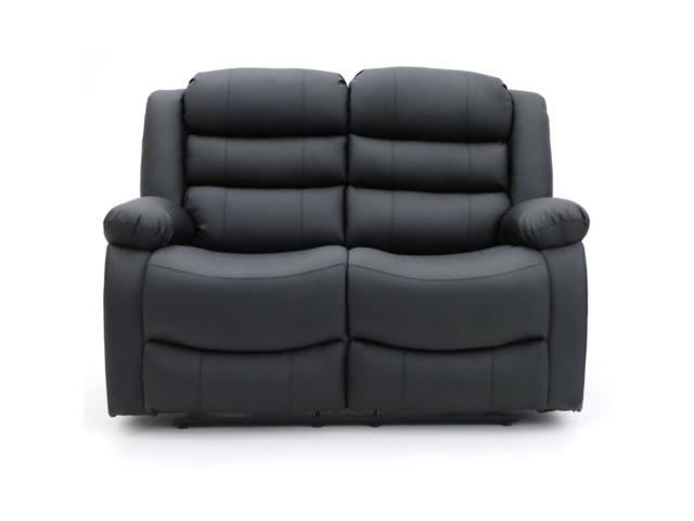 Roma Recliner 2 Seater Sofa Black Faux Leather - image 1