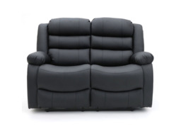 Roma Recliner 2 Seater Sofa Black Faux Leather - thumbnail 1