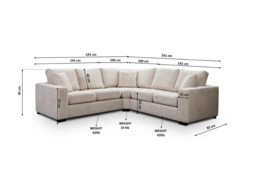 Chestnut Black Corner Sofa Enzo Fabric - thumbnail 4