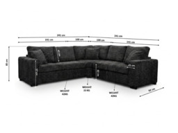 Chestnut Black Corner Sofa Enzo Fabric - thumbnail 6