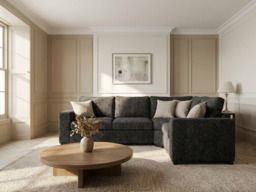 Chestnut Black Corner Sofa Enzo Fabric - thumbnail 4