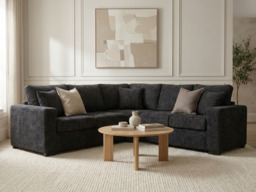 Chestnut Black Corner Sofa Enzo Fabric - thumbnail 3