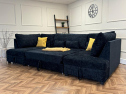 Meridian U Shape Sofa Bed with Storage Alaska Chenille - thumbnail 3