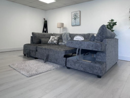 Meridian U Shape Sofa Bed with Storage Alaska Chenille - thumbnail 8