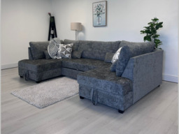 Meridian U Shape Sofa Bed with Storage Alaska Chenille - thumbnail 5