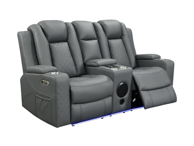 Sianna 2 Seater Electric Recliner Sofa Grey Aire Leather - image 1