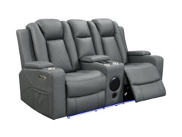 Sianna 2 Seater Electric Recliner Sofa Grey Aire Leather - thumbnail 1