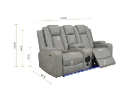 Sianna 2 Seater Electric Recliner Sofa Grey Aire Leather - thumbnail 4