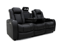 Tech 8 Smart 3+2 Electric Recliner Sofa Set Black Aire Leather - thumbnail 2