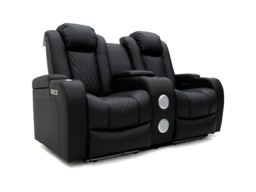 Tech 8 Smart 3+2 Electric Recliner Sofa Set Black Aire Leather - thumbnail 3