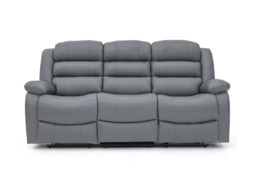 Roma Recliner 3 Seater Sofa Grey Faux Leather - thumbnail 2