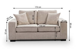 Chestnut 2 Seater Sofa Cream Enzo Fabric - thumbnail 4