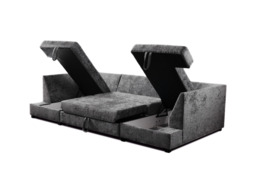 Meridian U Shape Sofa Bed with Storage Alaska Chenille Platinum Grey - thumbnail 6