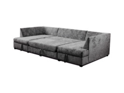Meridian U Shape Sofa Bed with Storage Alaska Chenille Platinum Grey - thumbnail 8