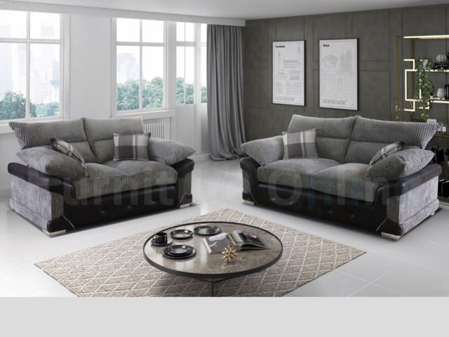Logan 3+2 Sofa Set Black Grey - image 1