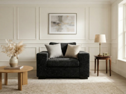 Chestnut Black Armchair with Cushion Enzo Fabric - thumbnail 2